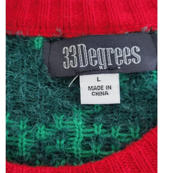 33 Degrees Christmas Sweater Womens Large Embellished Cat Ugly Christmas Sweater - Picture 6 of 8